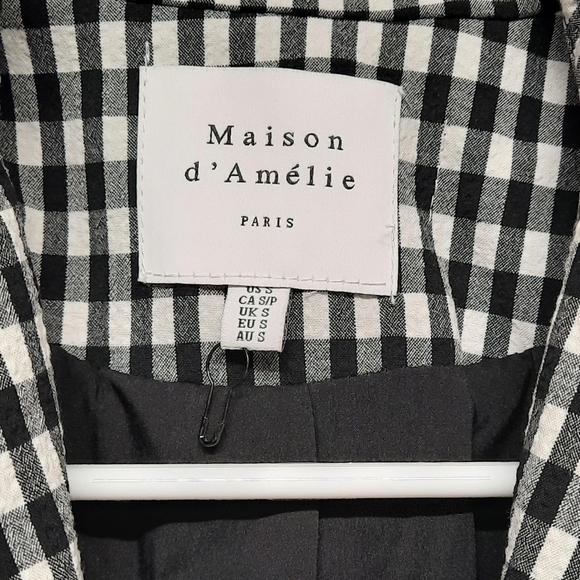 Maison D'Amelie Women's Blazer Checkered Black White Size Small - Picture 5 of 7